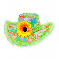 CHAPEAU FLEURS BORD PELUCHE...