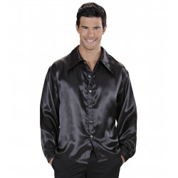CHEMISE SATIN HOM.L NOIRE