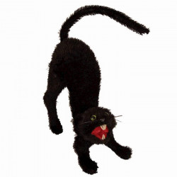 CHAT NOIR 34cm GROS DOS