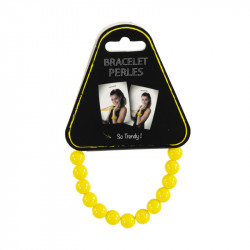 BRACELET DE PERLES FLUO JAUNE