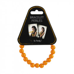 BRACELET DE PERLES FLUO ORANGE