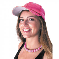 CASQUETTE A SEQUINS FLUO ROSE