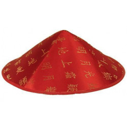 CHAPEAU CHINOIS ROUGE TISSUS