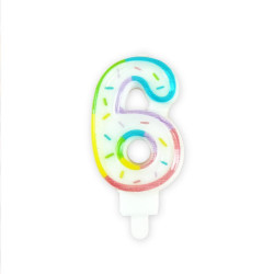 BOUGIE CHIFFRE 6 PASTEL H8cm