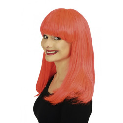 PERRUQUE LONGUE FLUO ORANGE