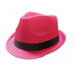 Chapeau borsalino rose fluo.