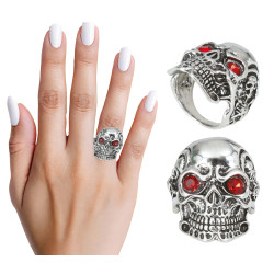 BAGUE CRANE METAL YEUX ROUGES