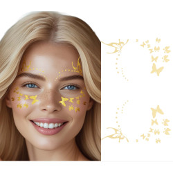 TATOUAGE DE VISAGE PAPILLON OR