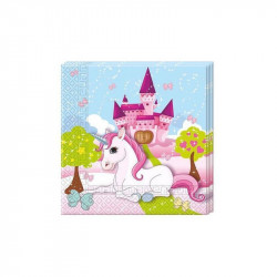 20 SERVIETTES 33x33cm LICORNE