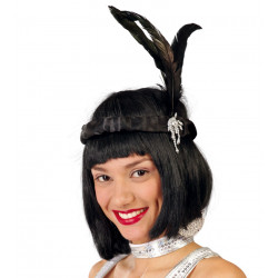 BANDEAU CHARLESTON PLUME NOIR