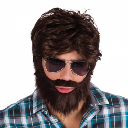 PERRUQUE DUDE + BARBE BRUNE