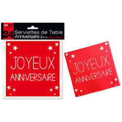 24 SERVIETTES ANNIVERSAIRE...