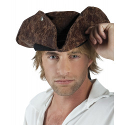 CHAPEAU TRICORNE SIMILI BRUN