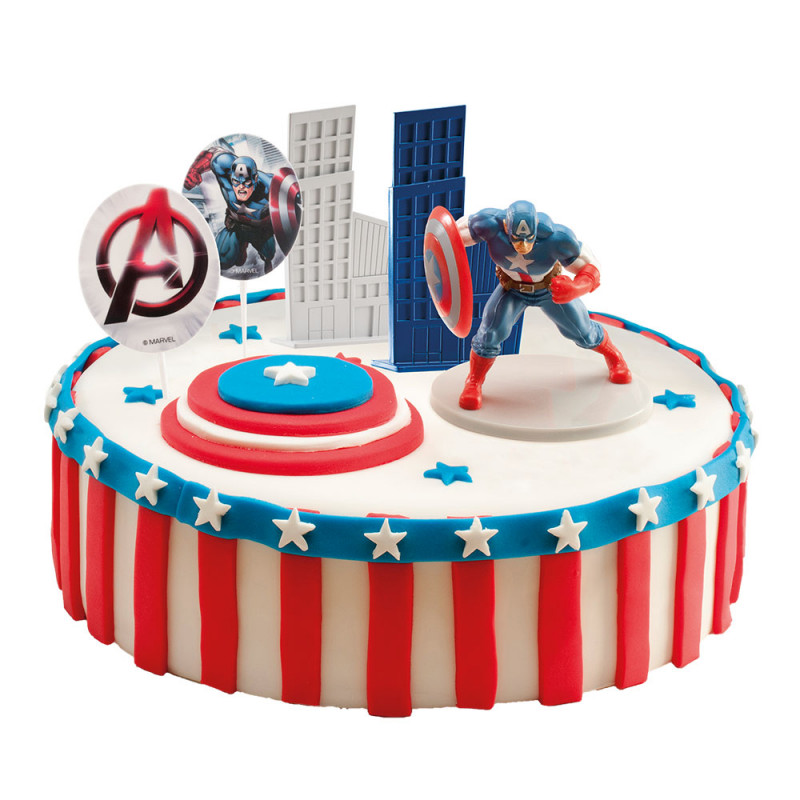 Decors De Gateau Pvc 5 Pieces Avengers Captain America