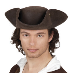TRICORNE PIRATE BRUN LUXE