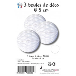 3 BOULES ALVEOLEES D8cm...
