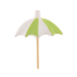 6 PICS PARASOLS 8cm VERT/BLANC