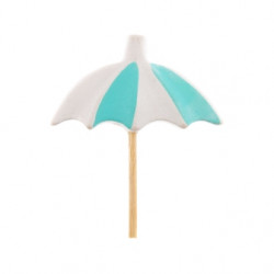 6 PICS PARASOLS 8cm BLEU/BLANC