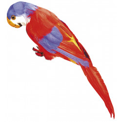 PERROQUET DECORATIF 40cm ROUGE